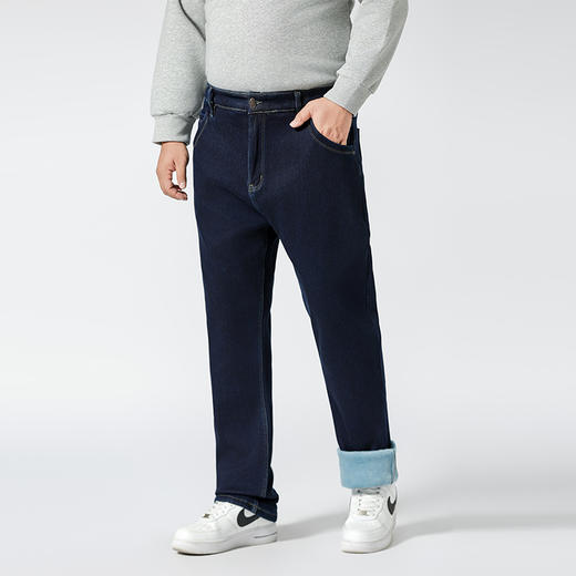 【加绒】【特大码】【新款DMR】大依优型大码男装牛仔裤加肥加大号宽松长裤舒适直筒胖子裤子 商品图1