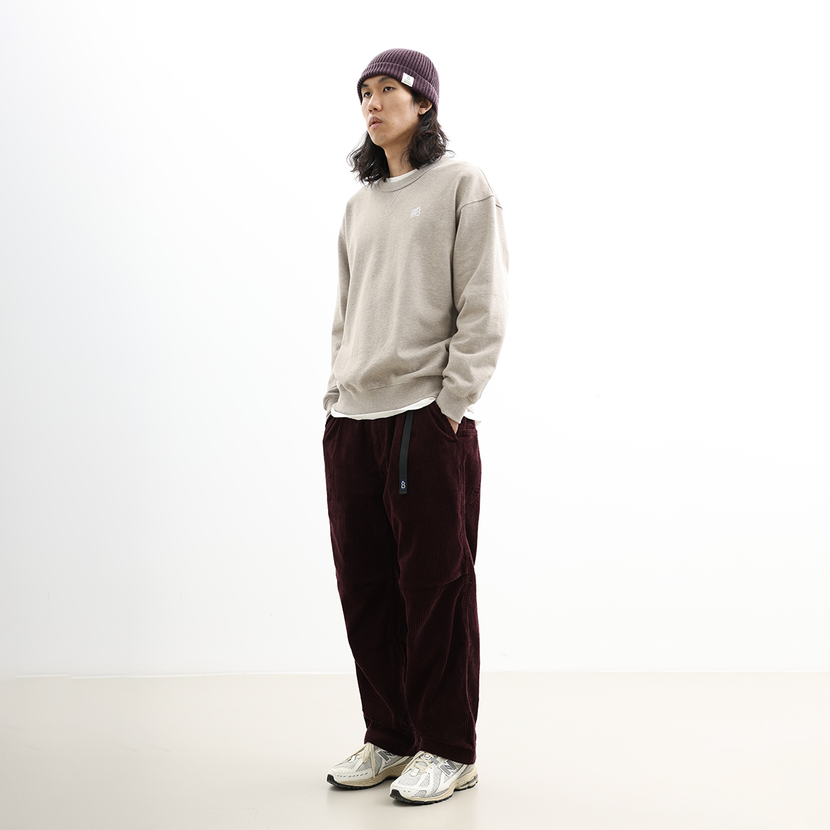 吃茶去chichaqu24秋冬重磅粗坑灯芯绒卡扣锥形单褶长裤宽松直筒