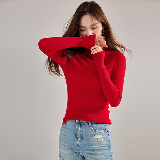 【高货sh】全新升级【铂金会员257/天猫339/差价82】(22316) 洛诗琳秋冬新款百分百精纺羊毛无缝一体柔软高领针织上衣 商品图2