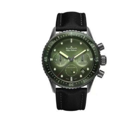 BLANCPAIN宝珀五十噚系列FIFTY FATHOMS系列 自动机械机芯 日期显示 计时 绿色表盘 男款 瑞表 43.6mm 绿色表盘 23年保卡 商品图0