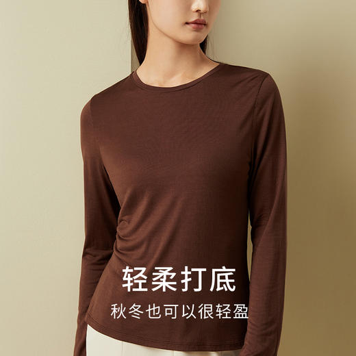 【面膜真丝肌肤衣】金三塔100%桑蚕丝长袖小圆领打底衫简约上衣女  NZFDC720（限价款） 商品图2