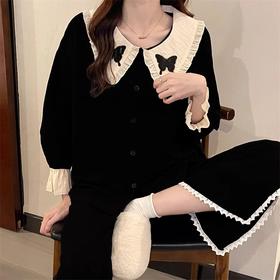 【春秋新款，小仙女必备！】春秋新款黑色长袖家居服套装，舒适面料细腻柔软，甜美少女范儿展现女性柔美之美，韩系ins风格让你散发魅力，在这个季节引爆你的气质与温度，宅在家里也能如花般绽放！