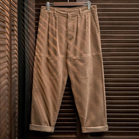 工装优先美式复古多口袋灯芯绒休闲裤宽松条绒纯棉直筒裤子男秋冬