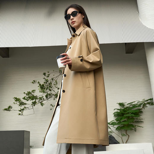 【顺丰包邮】13327 洛诗琳时髦秋冬利器通勤简约翻领长款风衣外套5035 商品图2