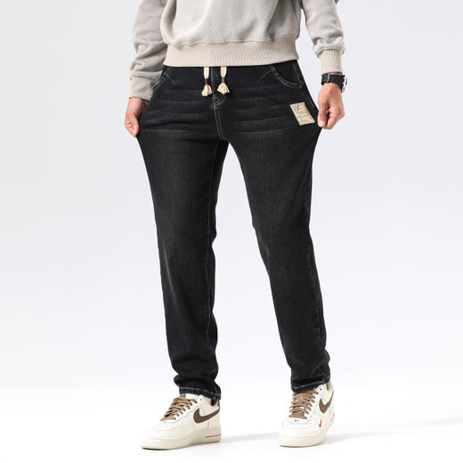 【新款DQ】大依优型大码直筒松紧腰牛仔裤长裤男舒适休闲简约百搭加肥加大男装潮款 商品图6