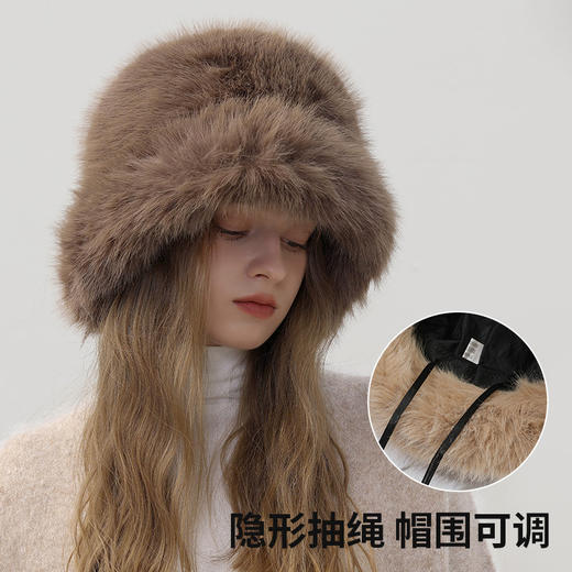 韩版百搭保暖护耳渔夫帽秋冬宽檐加厚仿兔毛盆帽纯色长毛绒帽学生潮流百搭新款旅游必备小红书推荐 商品图2