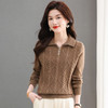 CC-tbrk-X1808秋冬厚款套头半拉链翻领针织衫女宽松纯色显瘦纯色打底毛衣女 商品缩略图1
