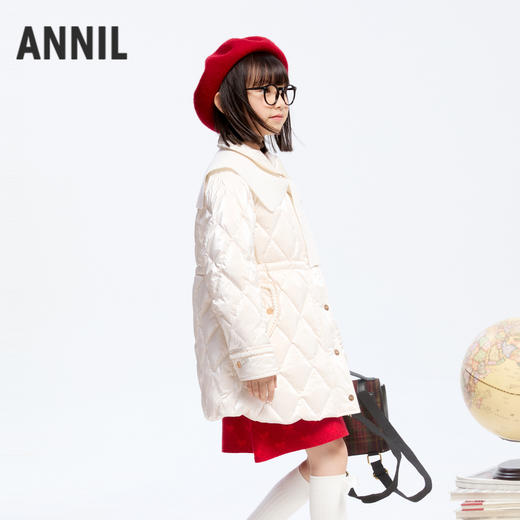 【轻暖0~10℃】女童小香风收腰羽绒中长款外套冬季新款安奈儿童装实体店同款AG445813 商品图1