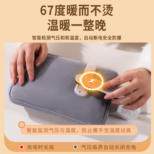 康佳（KONKA）电热暖手袋/暖手宝 KH2309 长绒双插连体款-灰彩虹 商品图3