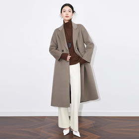 【高货wl】全新升级【铂金会员661/天猫899/差价238】(20435) 洛诗琳秋冬100%羊毛双面呢翻领中长款时尚减龄显瘦大衣