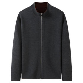 【绵羊毛】【双面穿】【新款DWP】大依优型大码男装立领拉链开衫外套针织休闲加肥加大男士胖子大码内搭上衣