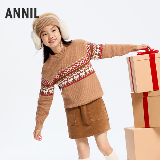 女童费尔岛提花毛衣冬季新款安奈儿童装实体店同款AG444627 商品图1