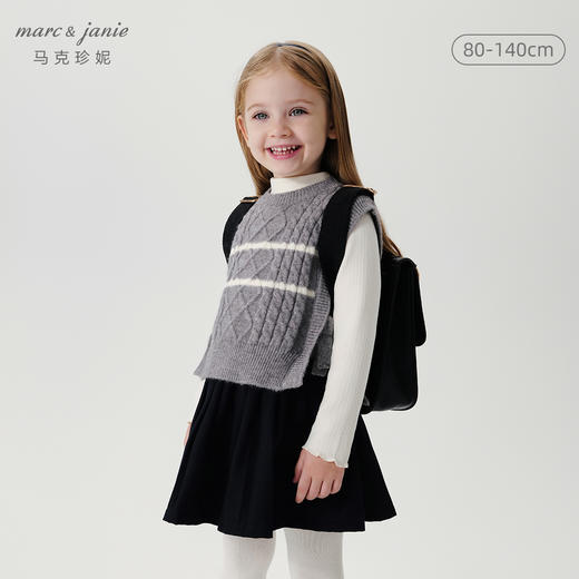 马克珍妮女童复古英伦休闲针织马甲2024年秋冬新款241683 商品图0