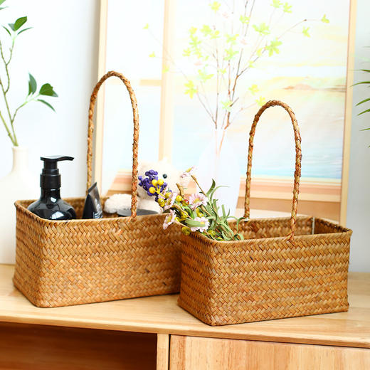 【方形/长方形】娜家草编花篮提篮 商品图1