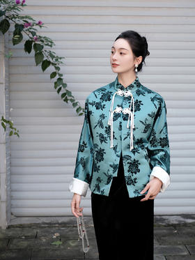 盛唐牡丹|翠绿色漳绒外套