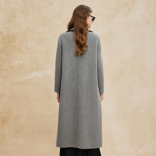 PH956斯尔丽24新款撞色设计翻领长款简约时尚休闲羊毛大衣 商品图1