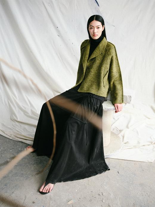 LIYIHAN 24冬绵羊毛落肩袖短款双面呢大衣女款外套宽松高级复古感 商品图2