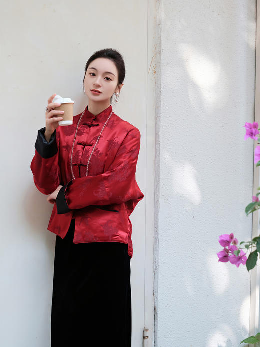 盛唐牡丹| 双面穿冠乐绉夹棉外套 商品图1