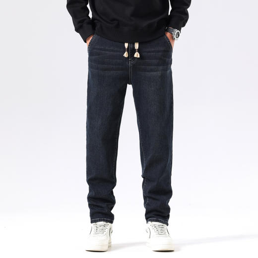 【新款DQ】大依优型大码直筒松紧腰牛仔裤长裤男舒适休闲简约百搭加肥加大男装潮款 商品图1