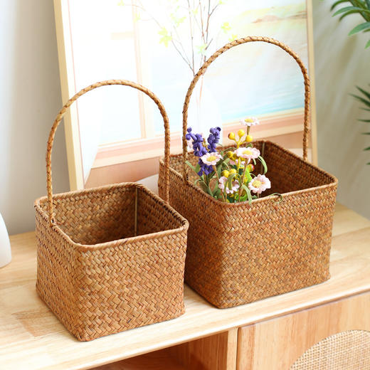 【方形/长方形】娜家草编花篮提篮 商品图2