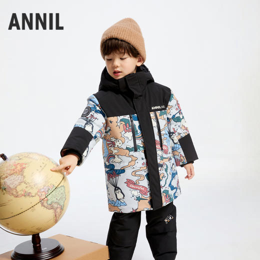 【极寒-15~-5℃】男童萌趣印花羽绒中长款外套冬季新款安奈儿童装实体店同款XB445829 商品图2