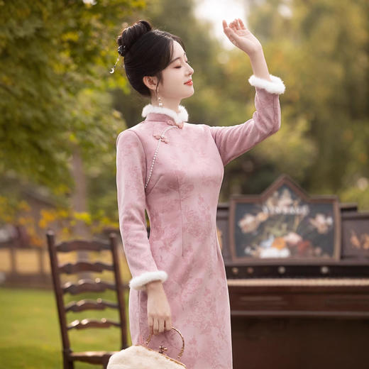 新中式修身麂皮绒，加绒日常显瘦旗袍MLS-7101 商品图1
