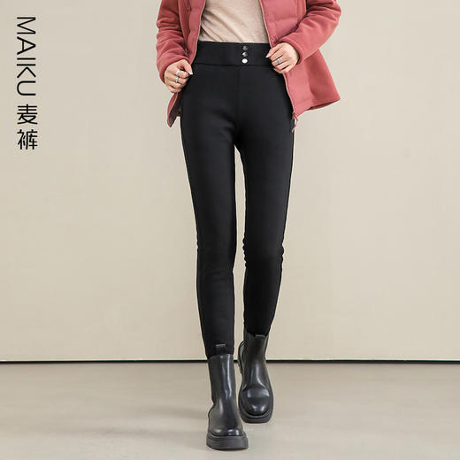 麦裤MK52385 加绒直筒裤/束脚裤 高腰宽松显瘦松紧腰休闲裤 商品图2