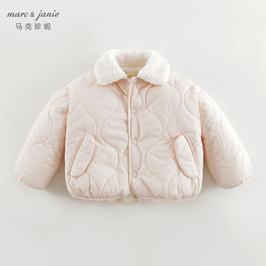 马克珍妮女童绒绒毛领夹棉加绒外套儿童棉衣2024年冬装新款241533 商品图2