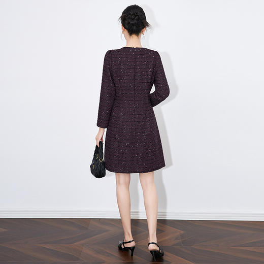 【高货wl】全新升级【铂金会员349/天猫469/差价120】(15613) 洛诗琳名秋冬媛小香风羊毛粗花呢重工亮片镶钻收腰连衣裙 商品图4