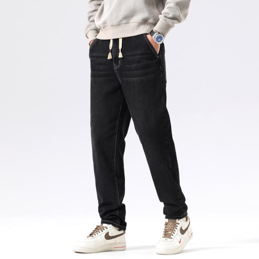 【新款DQ】大依优型大码直筒松紧腰牛仔裤长裤男舒适休闲简约百搭加肥加大男装潮款 商品图0