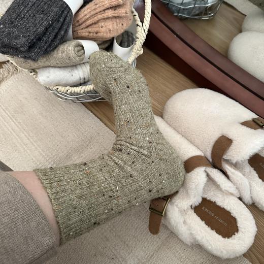 【一秒蓄热，点子纱羊驼袜】点子纱加厚保暖羊驼米羊毛袜子，手感软糯不臃肿不勒脚，中筒袜混色日系加厚外穿秋冬季长筒袜QQ 商品图12