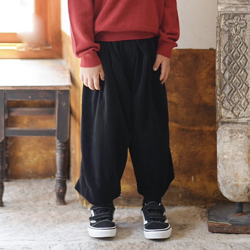 【东济堂衣养】原创中性灯芯绒气球裤男童女童保暖  黑色灯芯绒气球裤