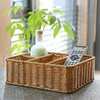 【浅咖色】娜家仿藤分格整理篮 商品缩略图0