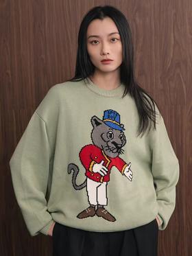SUPERTOFU(SPTF)/WB-AW24-M003/黑豹门童 手绘图案 针织衫