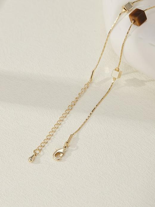 Oflye潮流饰品 美拉德复古虎眼石双层项链秋冬叠戴新款轻奢小众高级感毛衣链 商品图3