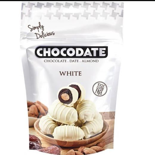 迪拜特酷巧之约椰枣扁桃仁白巧克力100g 商品图0