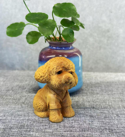 泰迪狗穿衣款°黄杨摆件 商品图2