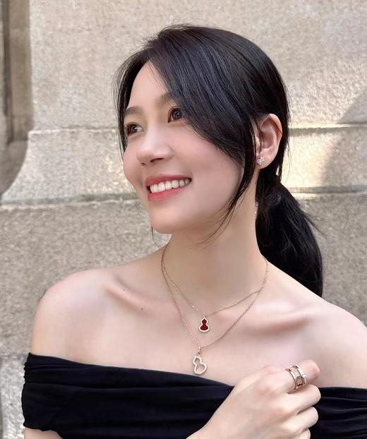 Qee红葫芦麒麟招财福禄项链 戒指 耳钉925镀18K金 商品图4