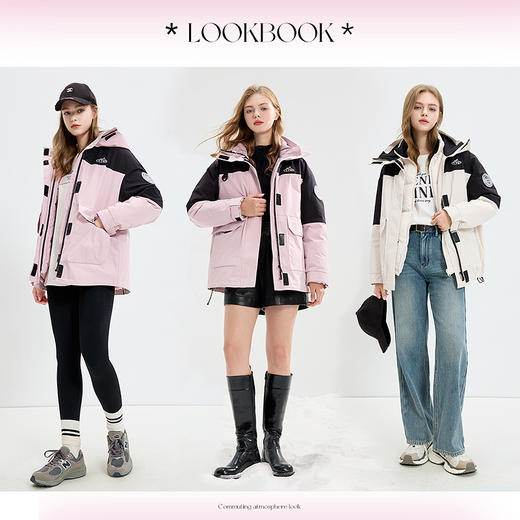 【一件抵3件】三彩冬季新款极寒鹅绒服两件套冲锋衣工装风三防羽绒服户外女M 商品图2