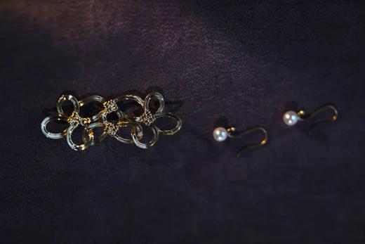 水波纹和小海珠 | 中国结胸针与海珠耳钩 商品图1