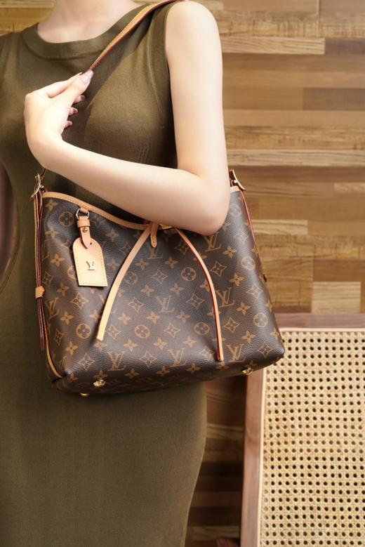 驴家 CARRYALL PM*老花满印 涂层帆布拼牛皮饰边 子母包手提单肩包 女款 棕色（CB） 商品图2