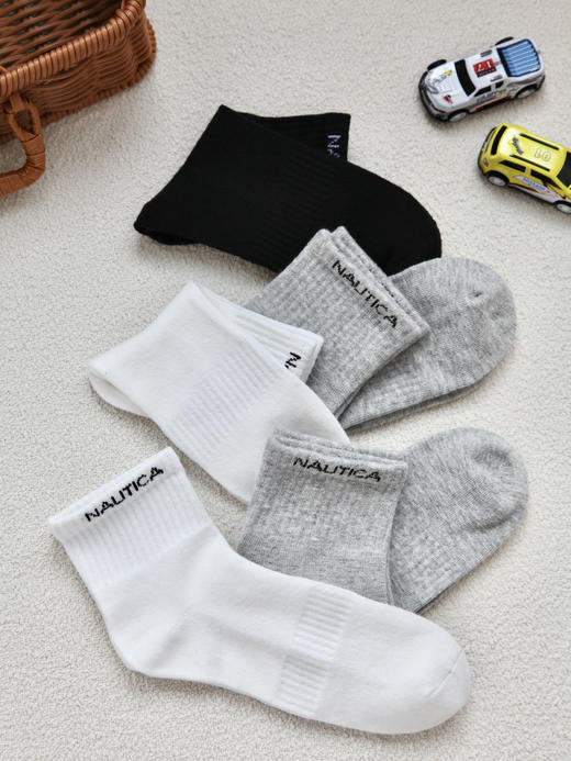 【品牌直发】双11价❗️29.9元5双，全球zui低❗️美国NAUTICA经典款纯色中筒童袜，原价💰139/5双，连穿7天不臭脚！ ✅舒适柔软，持久抑菌防臭，吸湿排汗 ✅精选柔软细腻精梳棉，吸湿排汗 商品图2
