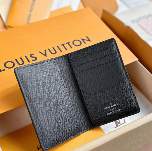 LouIs VUITTON 标志印花短款双折 涂层帆布 钱包 男款 黑色（CB） 商品图2