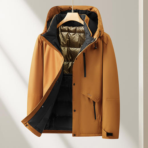 【特大码】【新款DX】大依优型大码连帽黑金羽绒服90白鸭绒保暖加厚加肥加大上衣男士外套胖子 商品图7