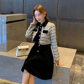 奢姿2025秋冬季新款大码女装气质拼接裙子胖妹妹法式假两件连衣裙9944855177