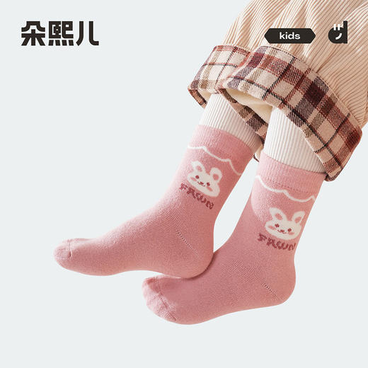朵熙儿 儿童袜子秋冬加厚保暖毛圈袜宝宝中筒袜男童女童棉袜5双装 商品图1