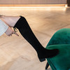 经典鲨2024年冬季款过膝圆头中粗跟加绒显瘦长筒靴弹力靴女KW87-D58051 商品缩略图1