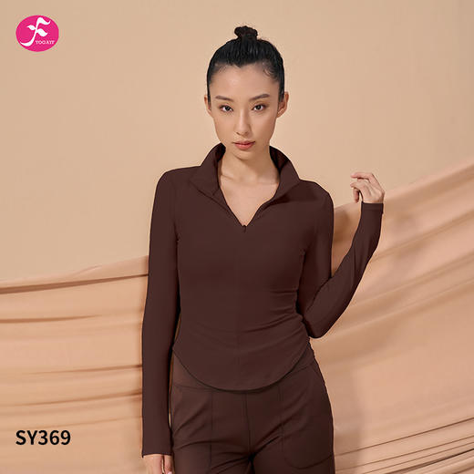 一梵新款前置自由调节半拉链释缓胸部压力收腰短摆版型展现腰部线条长袖上衣4色 商品图8