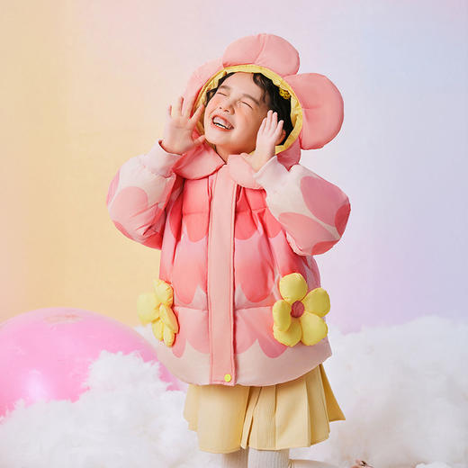 年衣童装儿童羽绒服女童冬装女孩中长款三防保暖甜美造型款外套（送蛇年抱枕）N1244346A15 商品图1