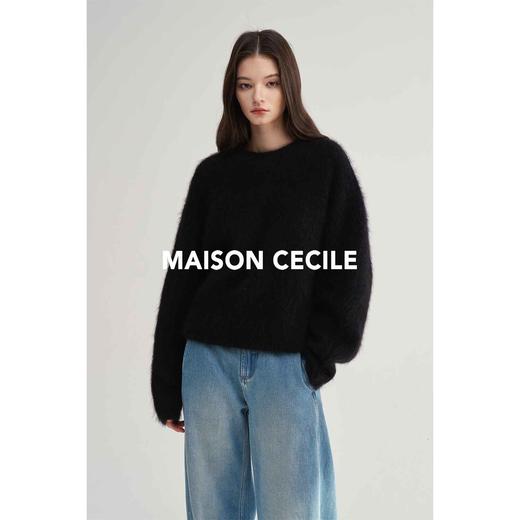 MAISON CECILE浅灰/黑色重磅升级加厚软糯保暖幼年马海毛毛衣 商品图2
